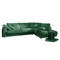 ECKSOFA MADELINE Smaragdgrün Cord - Smaragdgrün/Schwarz, Kunststoff/Textil (325/224cm) - KAWOLA