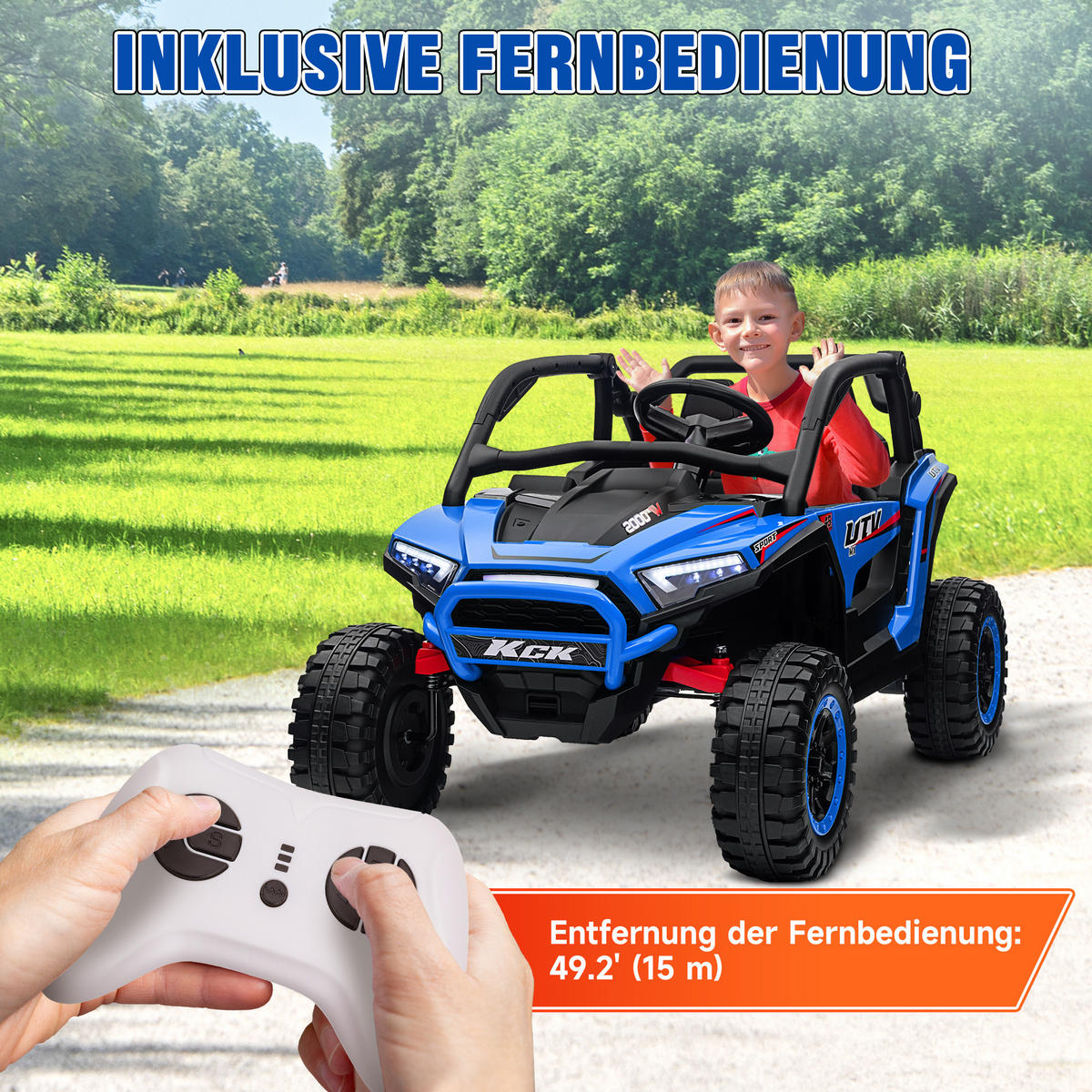 ELEKTRO-UTV DE-06205 2-Sitzer mit Fernbedienung und Musik Blau - Blau, Kunststoff/Metall (117/72/67cm) - ComfortXL