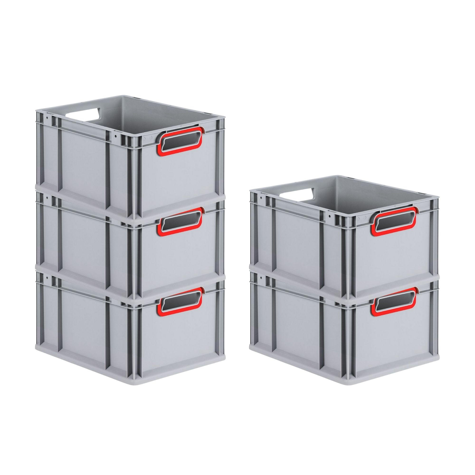EUROBOX 5x Nextgen Color 22x30x40cm 20 Liter Griffe Rot Offen - Rot, Kunststoff (30/22/40cm) - PROREGAL