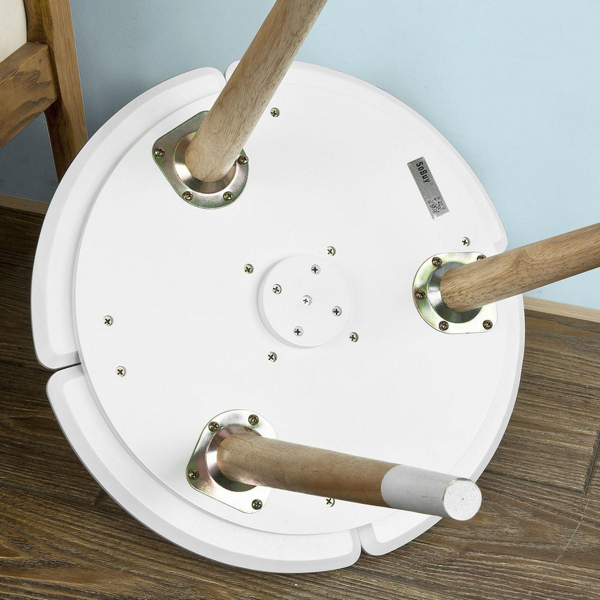 COUCHTISCH mit Tassenhalter FBT38-WN - Ahornfarben, Fell (40/40/66cm) - SoBuy