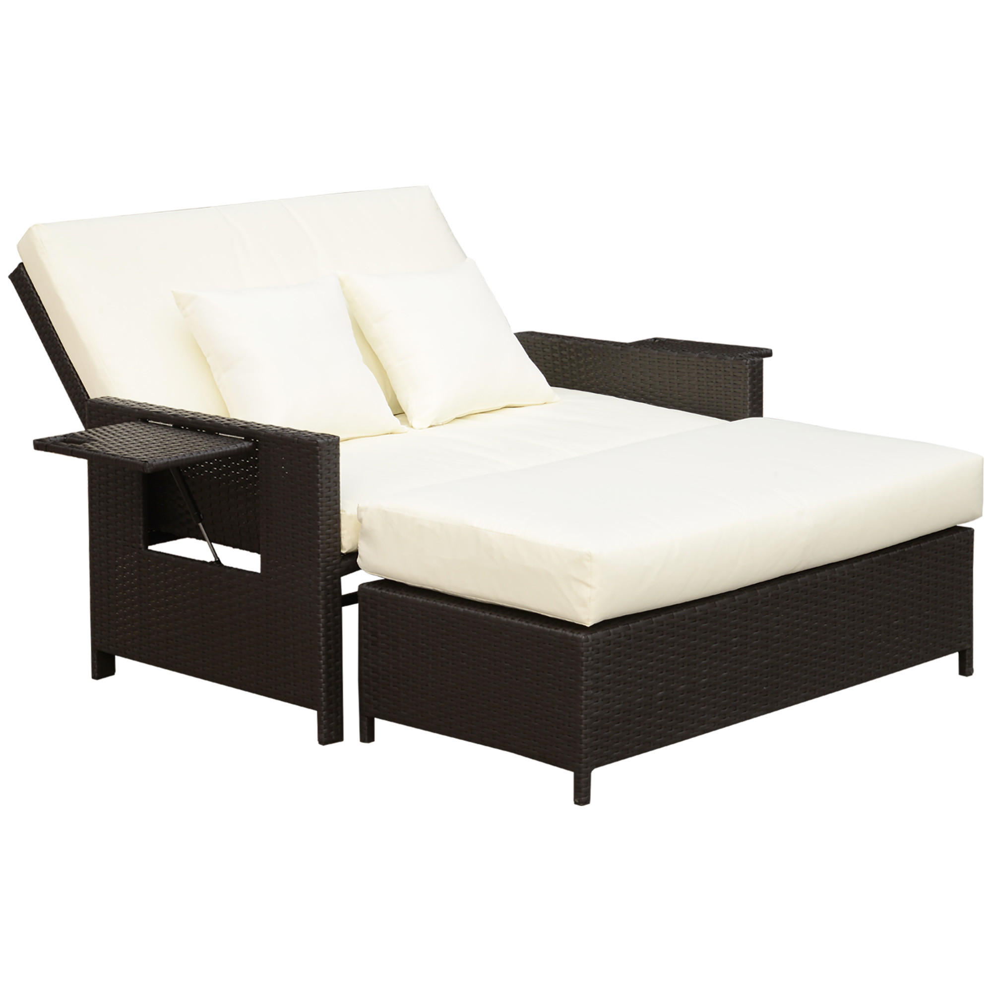 GARTENMÖBEL Set, PE, Braun+Creme - Creme/Braun, Kunststoff - Outsunny