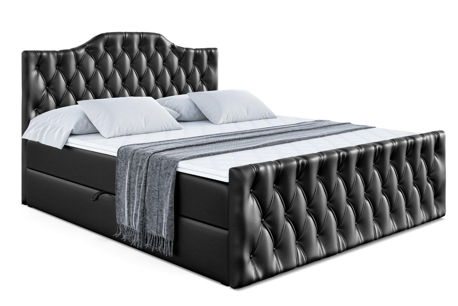ALTDECOR AMERICKÁ postel VILA-1-Z – 200 x 200 cm – H3 – vysoce lesklá černá