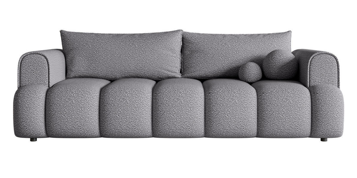 SCHLAFSOFA Dandelino Grau Boucle - Schwarz/Grau, Kunststoff/Textil (250/90/112cm) - Selsey