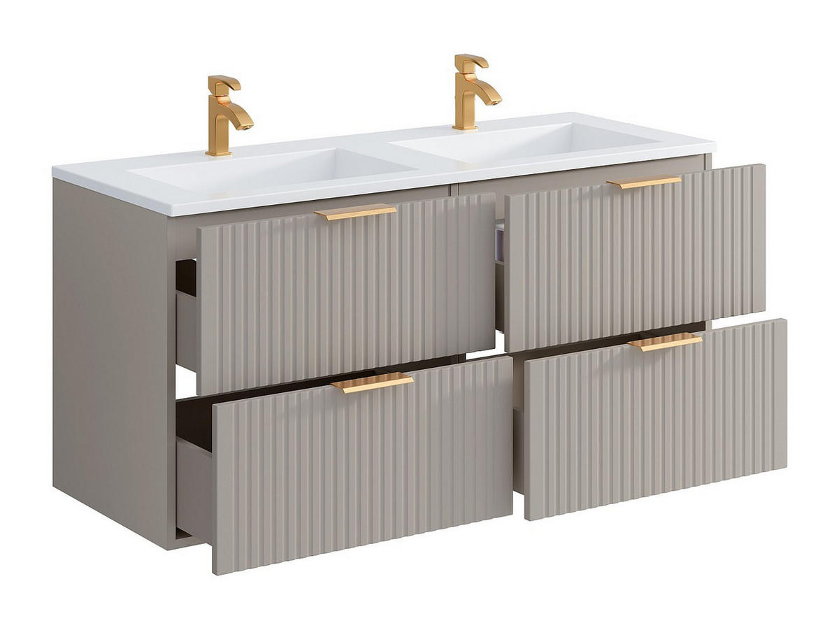 DOPPELWASCHTISCH - 120cm x 46cm - MDF - beige - ZEVARA - Beige, Holz (120/57/46cm) - Vente-Unique