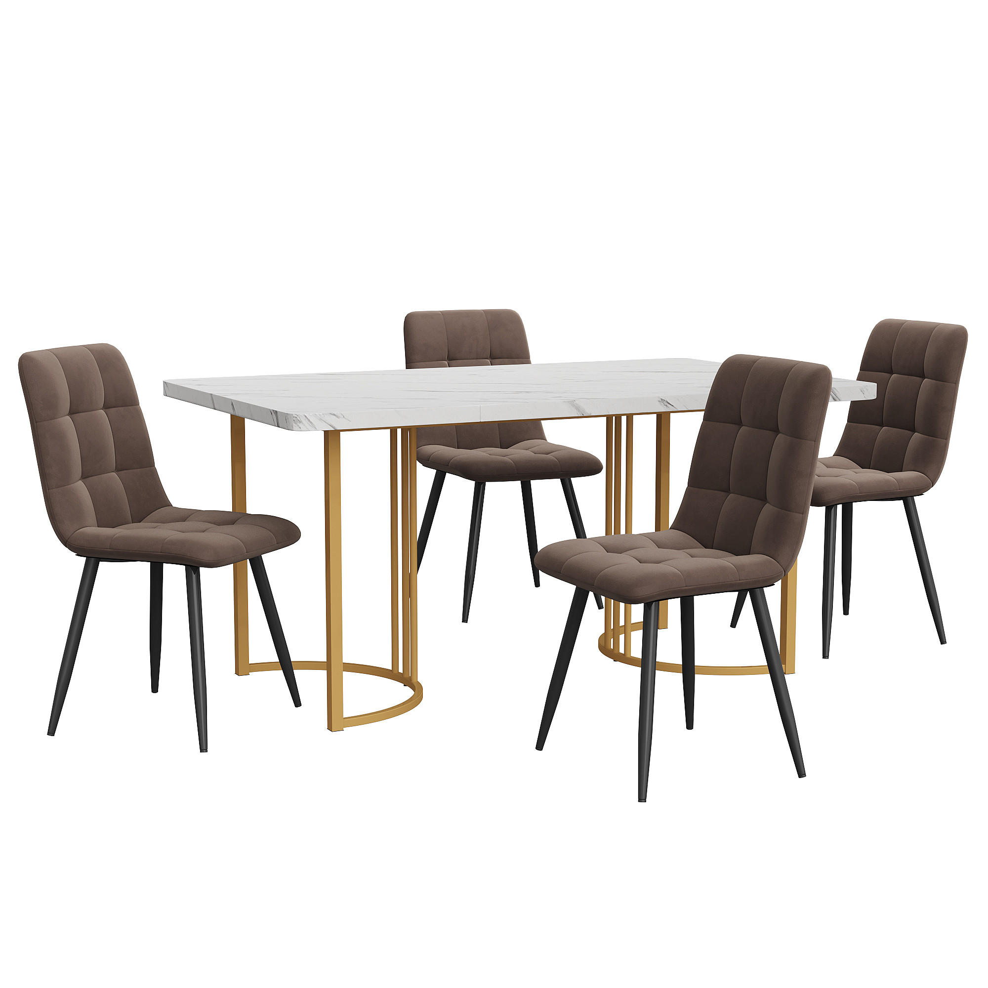 ESSGRUPPE DE-38981 140/80 cm Tisch mit 4 Stühlen Braun - Braun, Holzwerkstoff (140/75/80cm) - ComfortXL