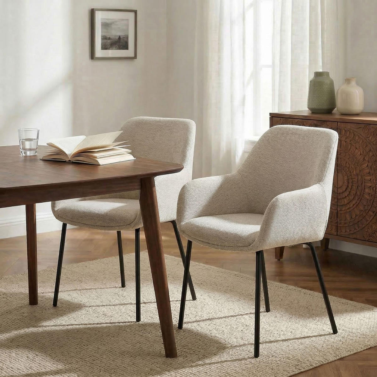 ESSZIMMERSTÜHLE TURSI 2er-Set beige - Beige, Textil (56/83/55cm) - IDIMEX