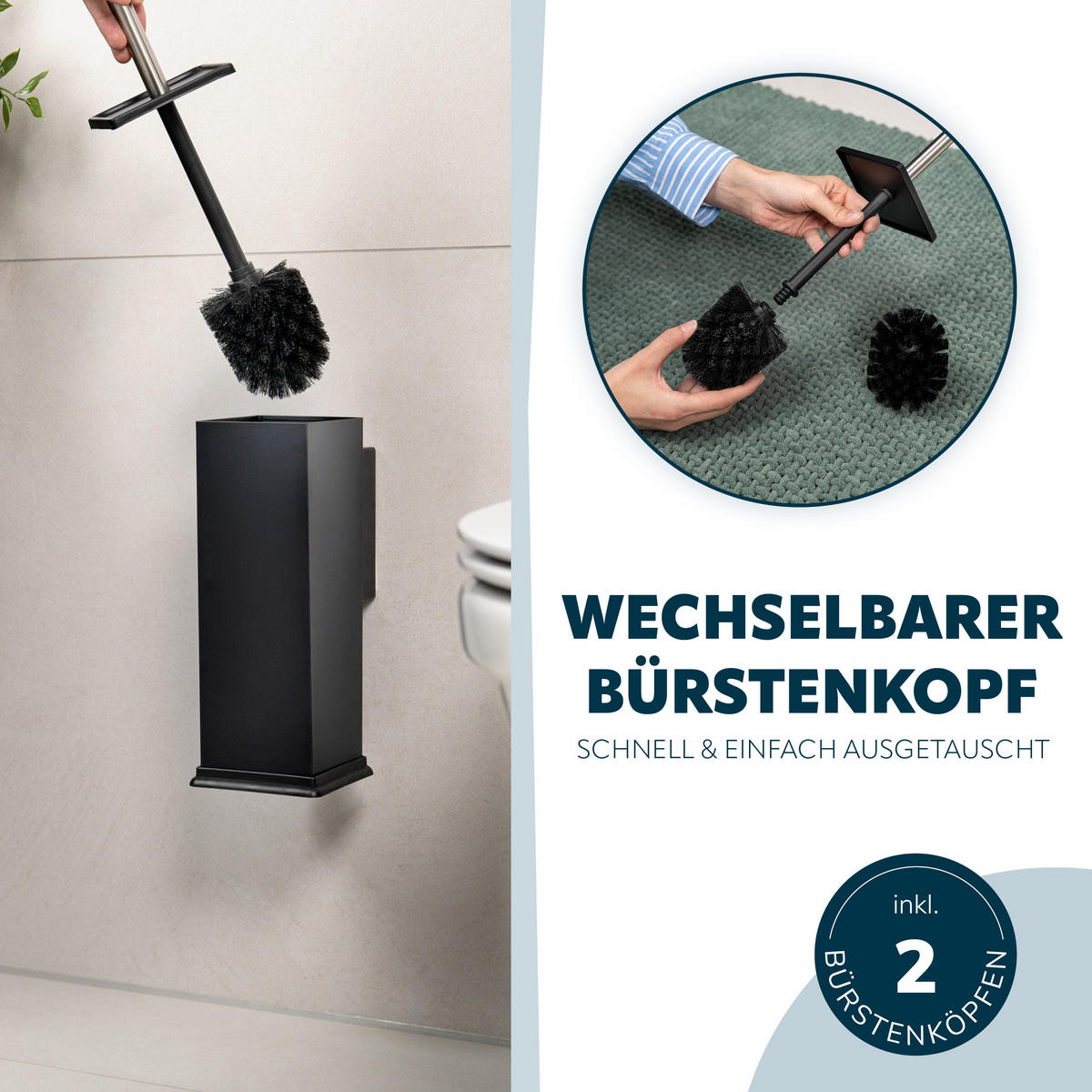 WC-GARNITUR inkl. Wandhalterung - Schwarz, Metall (10/39/14.5cm) - bremermann