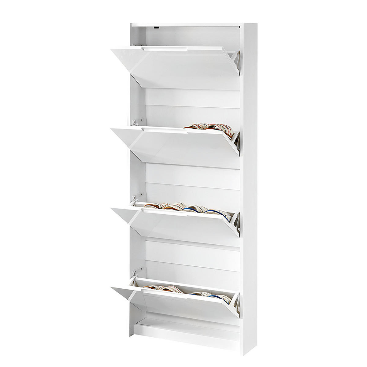 SCHUHKIPPER - Weiß Hochglanz, Holzwerkstoff (64/159/18cm) - home24