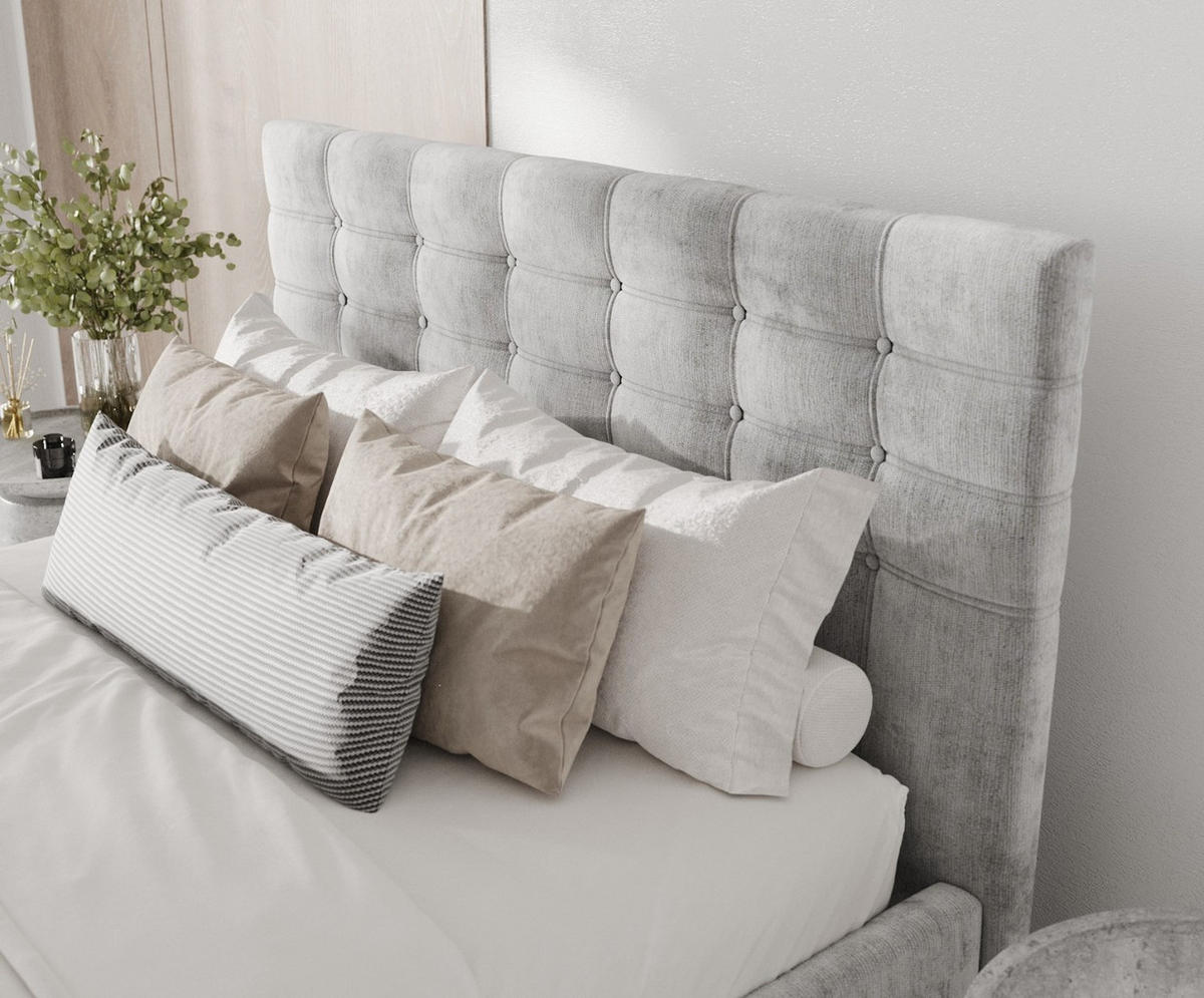 POLSTERBETT Soma 140/200 cm Hellgrau im Lotta Stoff - Hellgrau/Naturfarben, Holz/Holzwerkstoff (140/200cm) - AltaBeds