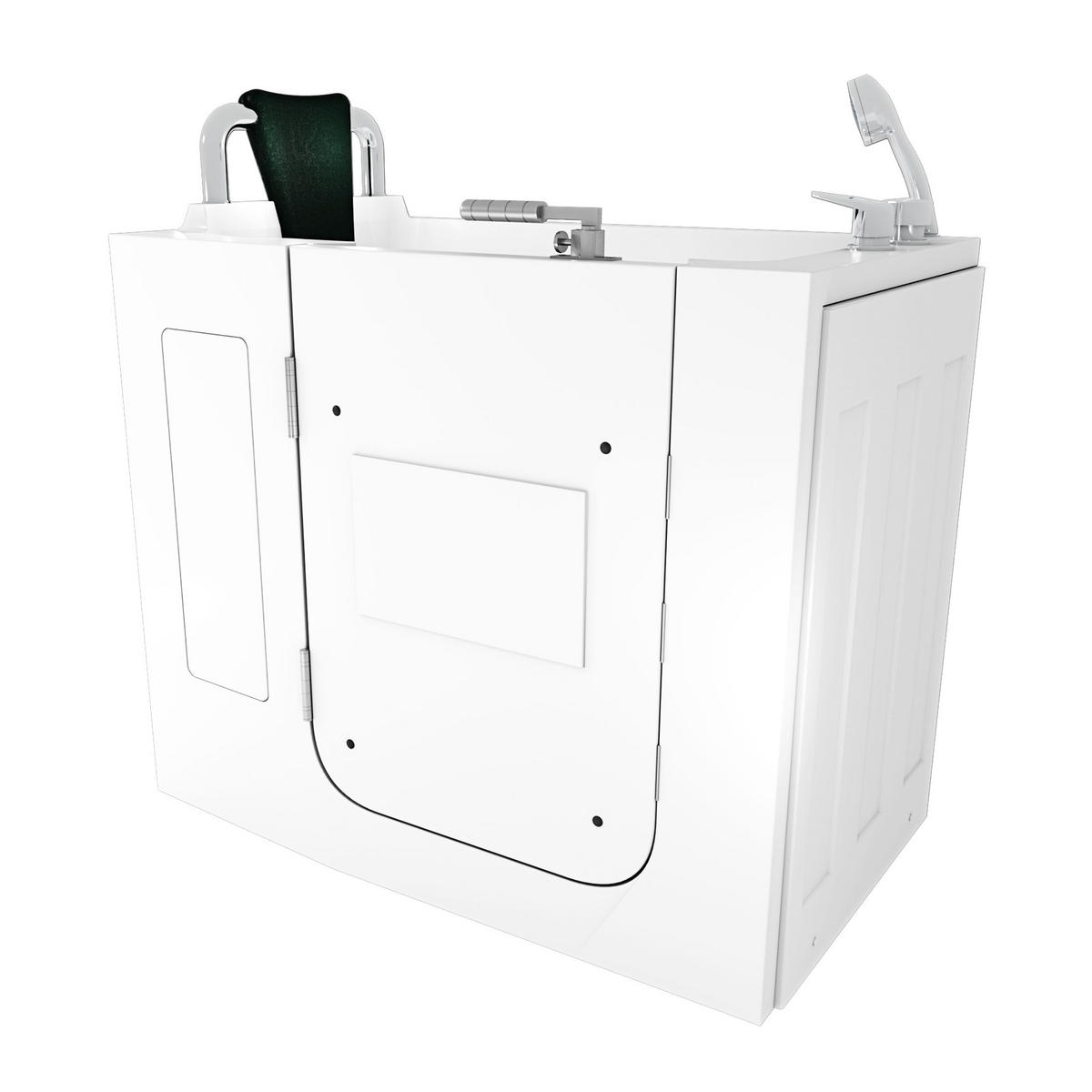 SITZBADEWANNE Senioren Wanne mit Tür S08-B-L 110x68cm - Weiß, Glas/Kunststoff (68/114/110cm) - AcquaVapore by Sandra Jentho