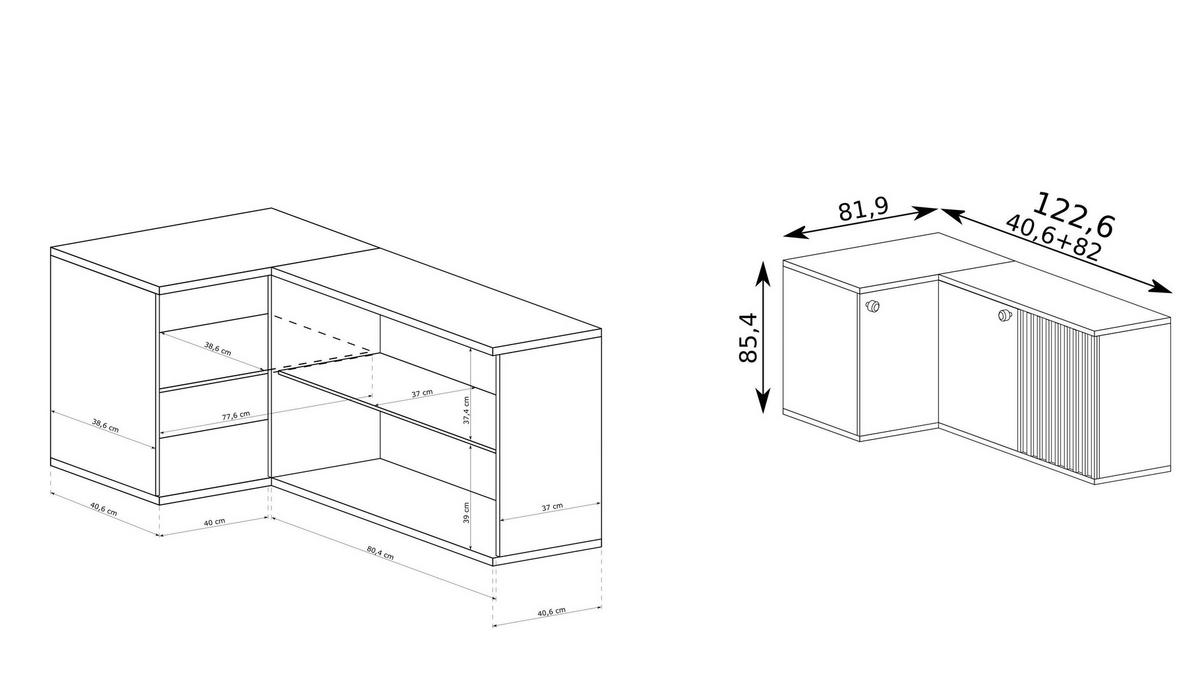 KOMMODE ALMERIA 122,6/85,4/40,6cm mit Schubladen 2 Türen Eiche Artisan - Eiche Artisan, Holzwerkstoff (122.6/85.4/40.6cm) - MASSENO