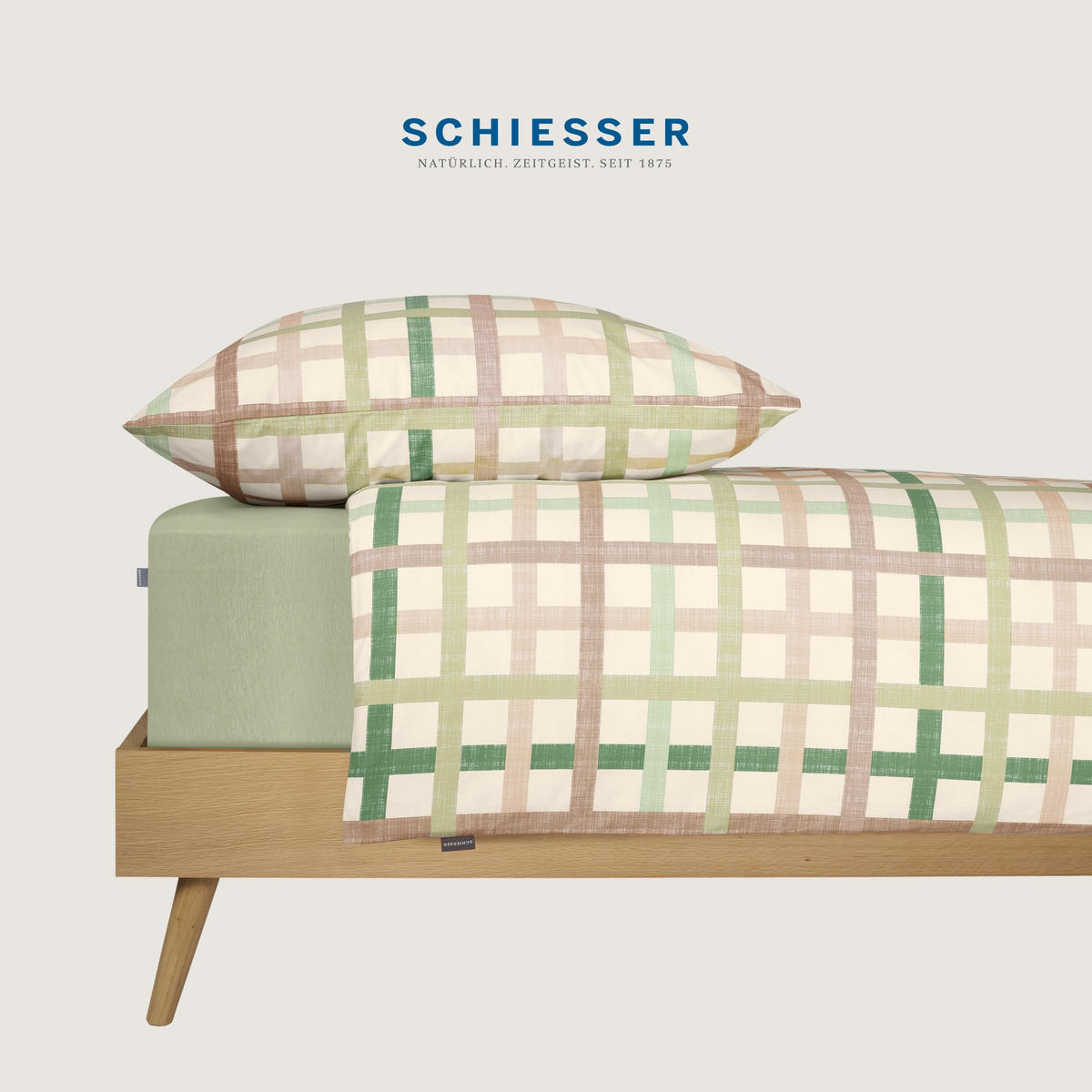 BETTWÄSCHESET Luiza - Renforcé - 2-teilig - 155 x 220 cm - Grün - Grün, Textil (155/220cm) - SCHIESSER