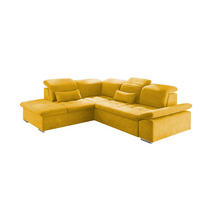 ECKSOFA mit Schlaffunktion mit Bettkasten und verstellbaren Kopf- und Rückenlehnen - Chromfarben/Gelb, Textil (276/240cm) - ed exciting design