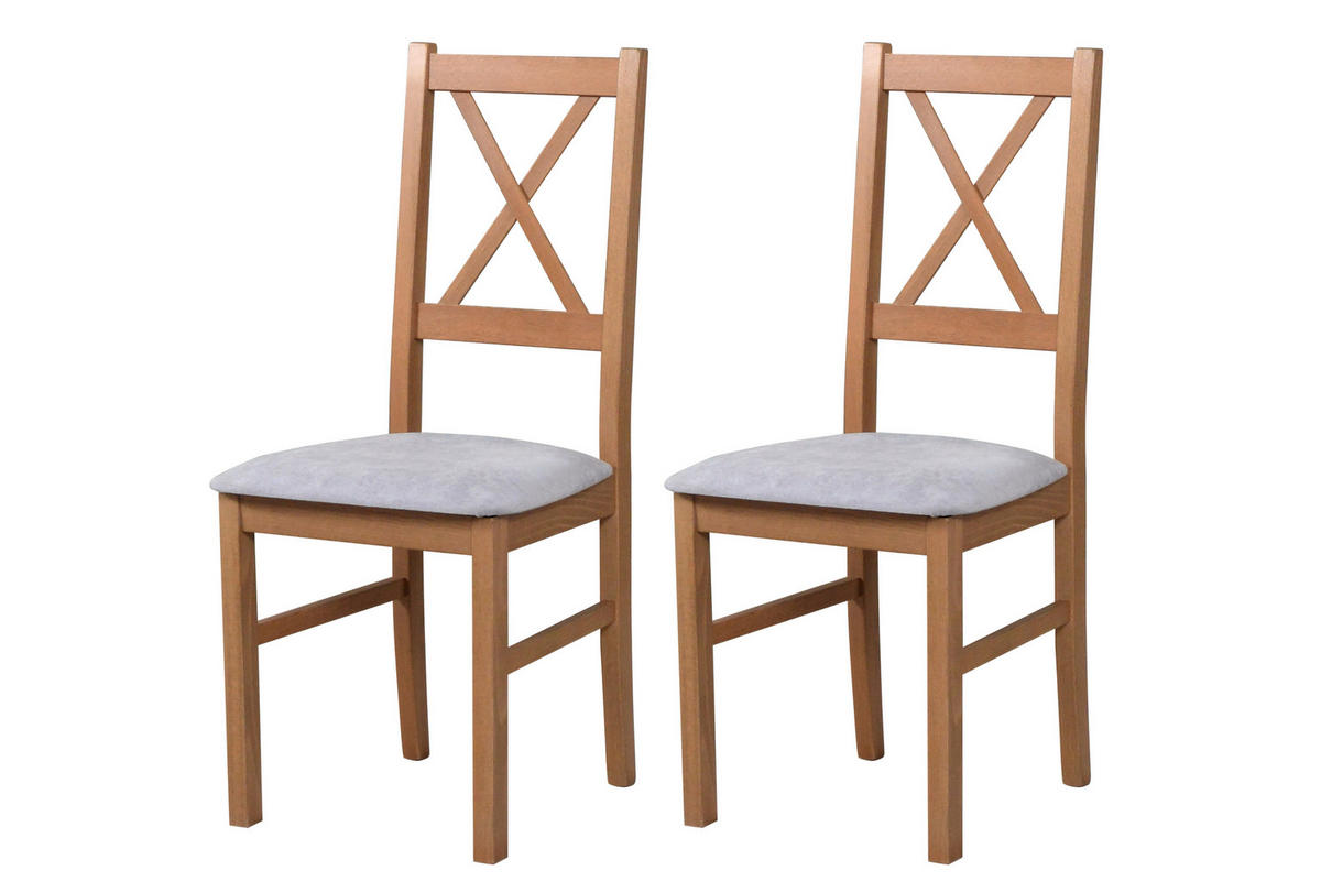 STUHL Nilo 10 (2er Set) - Hellbraun/Cappuccino, Holz (43/94/40cm) - Leaf Design