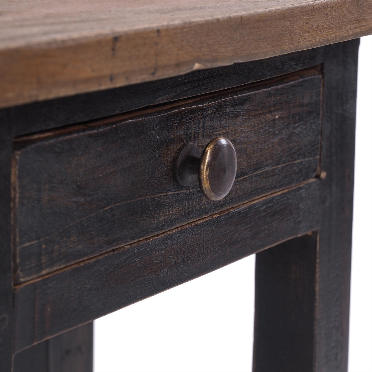 TELEFONTISCH PLANTA Mahagoni Massivholz, mit Schublade 04 schwarz-natur - Graubraun, Holz (24/34/52cm) - DESIGN DELIGHTS