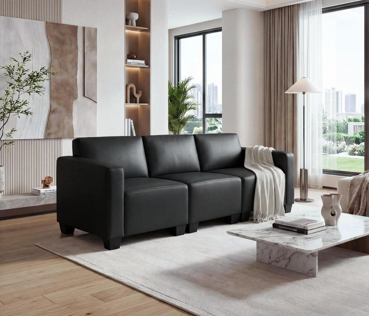 3-SITZER SOFA Schwarz - Schwarz, Textil (193/76/72cm) - MCW