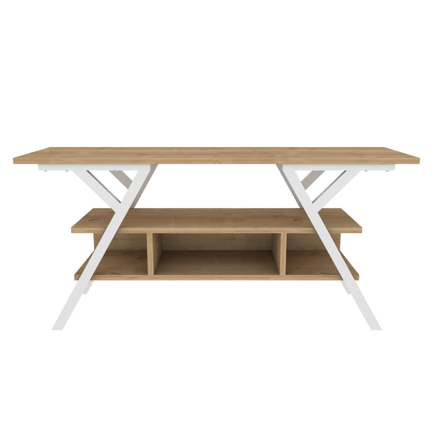 TV Stand Minerva Weiß Eiche - Eichefarben/Weiß, Holzwerkstoff (120/55/35cm) - Decorotika