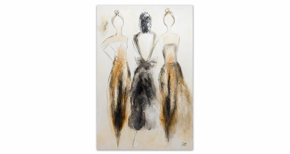 ACRYLBILD HANDGEMALT 60/90 cm - Beige/Braun, Holz/Textil (1.42/90cm) - KUNSTLOFT