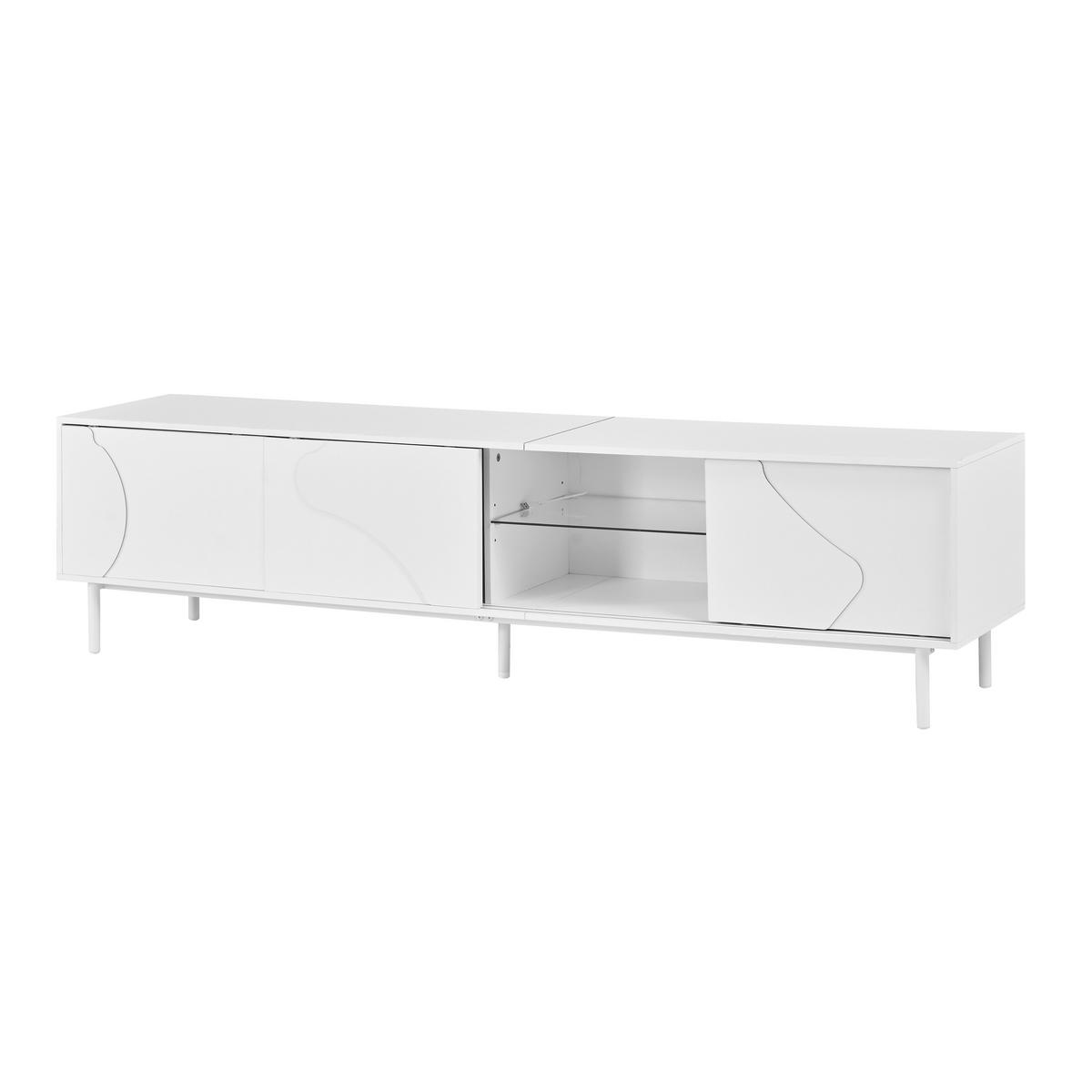 TV-SCHRANK 180/40/45 cm Weiß mit LED und 3 Schiebetüren - Weiß, Holzwerkstoff/Metall (180/45/40cm) - Oxeza