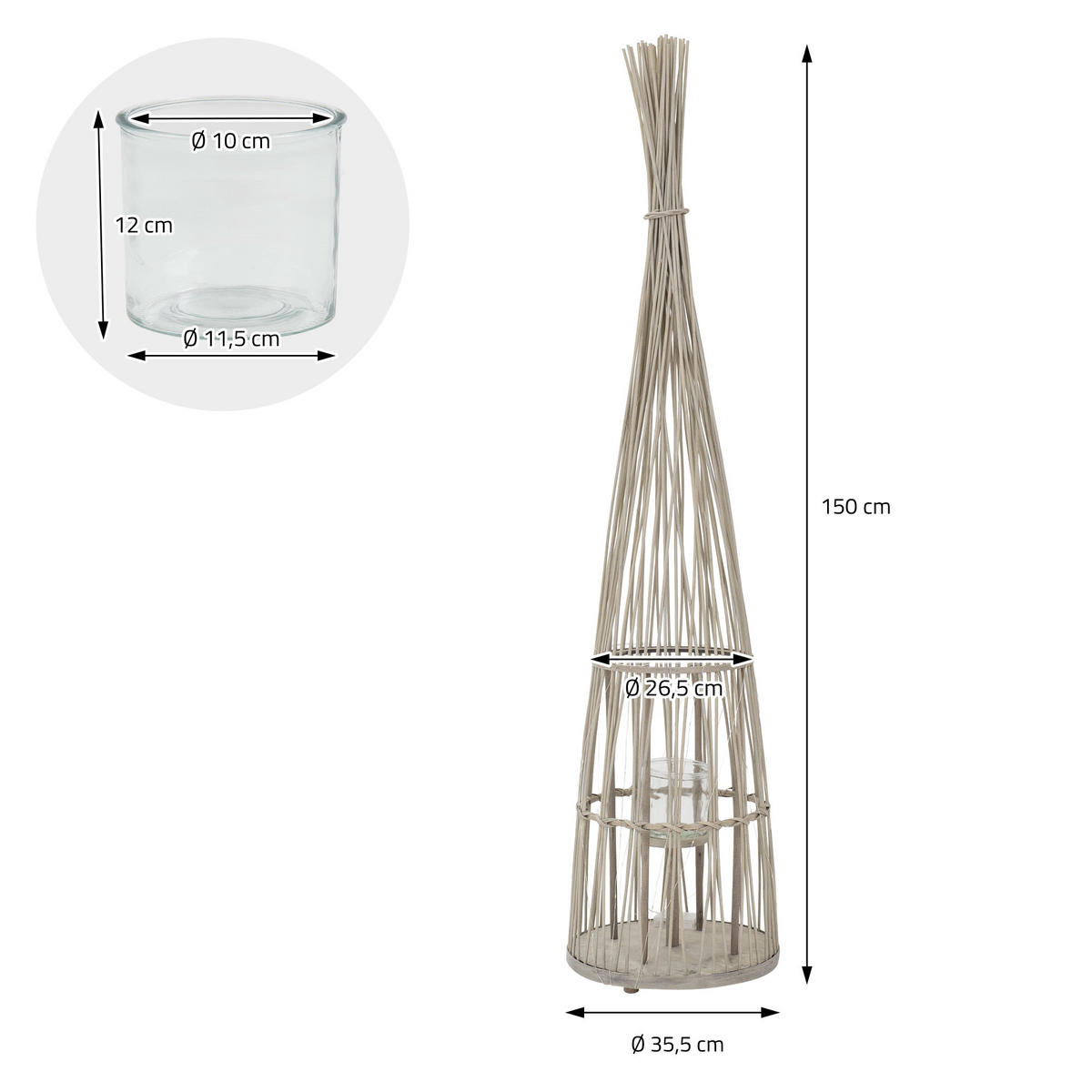 BAMBUSOVÁ LAMPION V: 150 cm, dřevěná barva, styl boho - přírodní, dřevo (35.5/150/35.5cm) - ECD-Germany