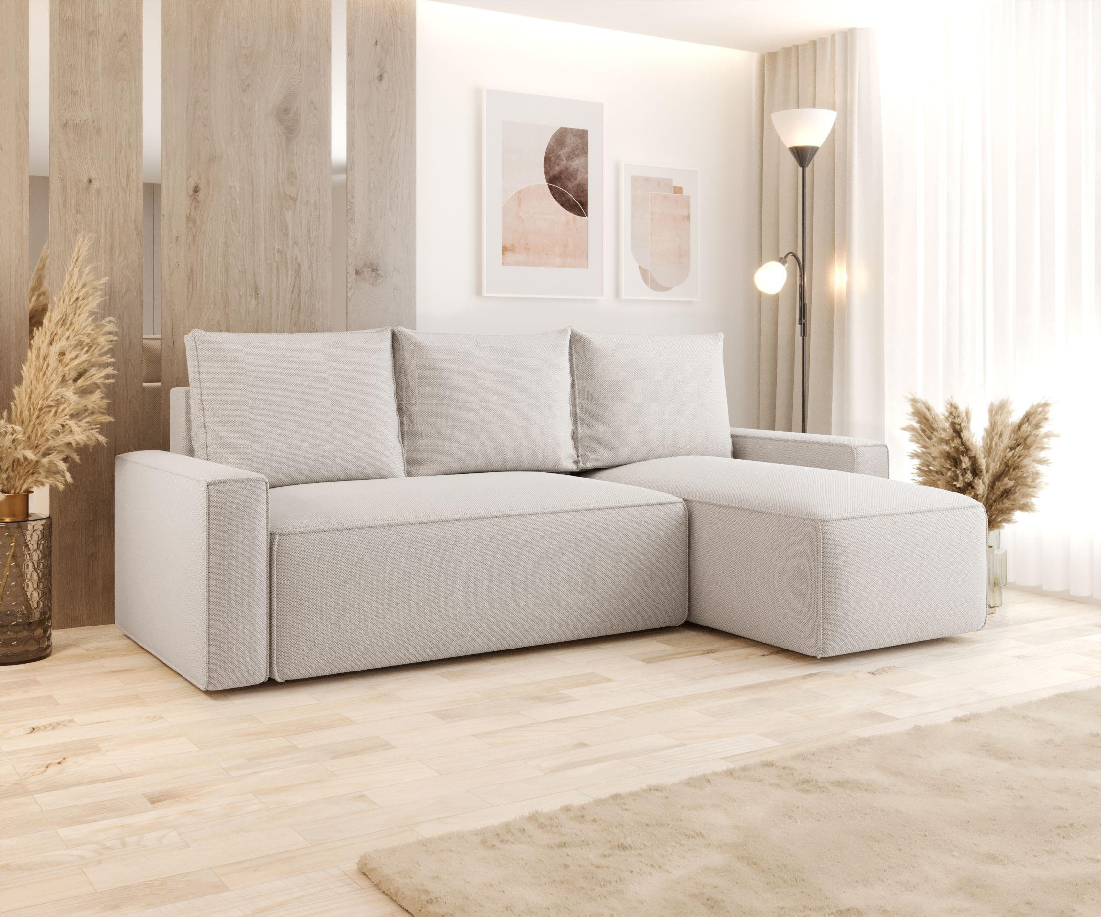 ECKSOFA mit Schlaffunktion SAVIO Curio 02 Rechts - Creme, Textil (232/140cm) - Bedante