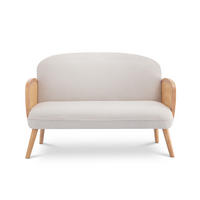 2-SITZER-SOFA Rosi Bohemian aus Korbgeflecht und beigem Leinen - Beige/Akaziefarben, Holz/Holzwerkstoff (125/83/79cm) - Sicaan