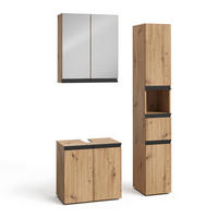 BADMÖBEL-SET Torren Artisan 3 Teile, mit Hochschrank - Hellgrau, Holzwerkstoff (60/58/35cm) - Vicco