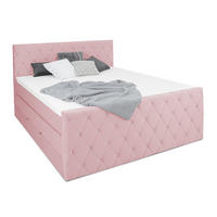 BOXSPRINGBETT Dubai Rosa 160 /200 cm H3/H4 Samt - Rosa, Textil (160/200cm) - wonello