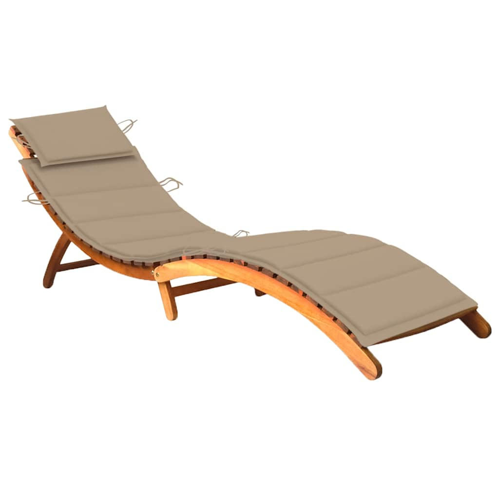SONNENLIEGE mit Auflage Akazie Massivholz - Beige, Holz (55/64/184cm) - furnicato