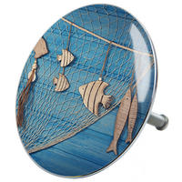 BADEWANNENSTÖPSEL Seefahrt - Blau, Metall (8/10/10cm) - Sanilo