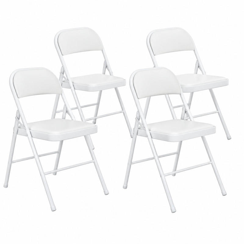 KLAPPSTUHL faltbar 45 x 46 x 78 cm Kunstleder Weiß 4er-Set - Weiß, Metall (45/78/46cm) - Meubliv