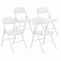 KLAPPSTUHL faltbar 45 x 46 x 78 cm Kunstleder Weiß 4er-Set - Weiß, Metall (45/78/46cm) - Meubliv