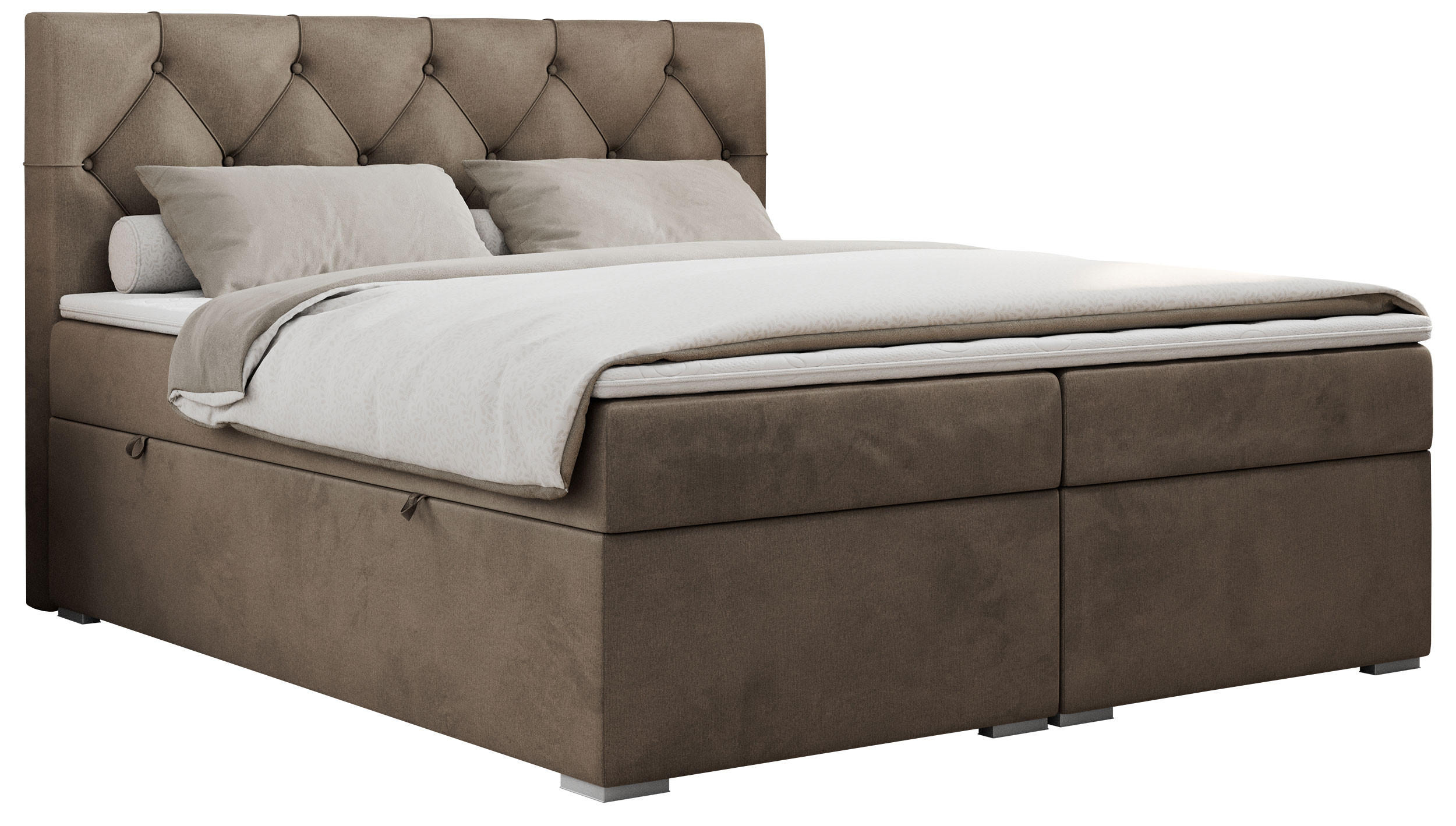 BOXBETT ALDA 140/200 Braun Velvet - H3 - Braun, Holz/Textil (140/200cm) - MKS