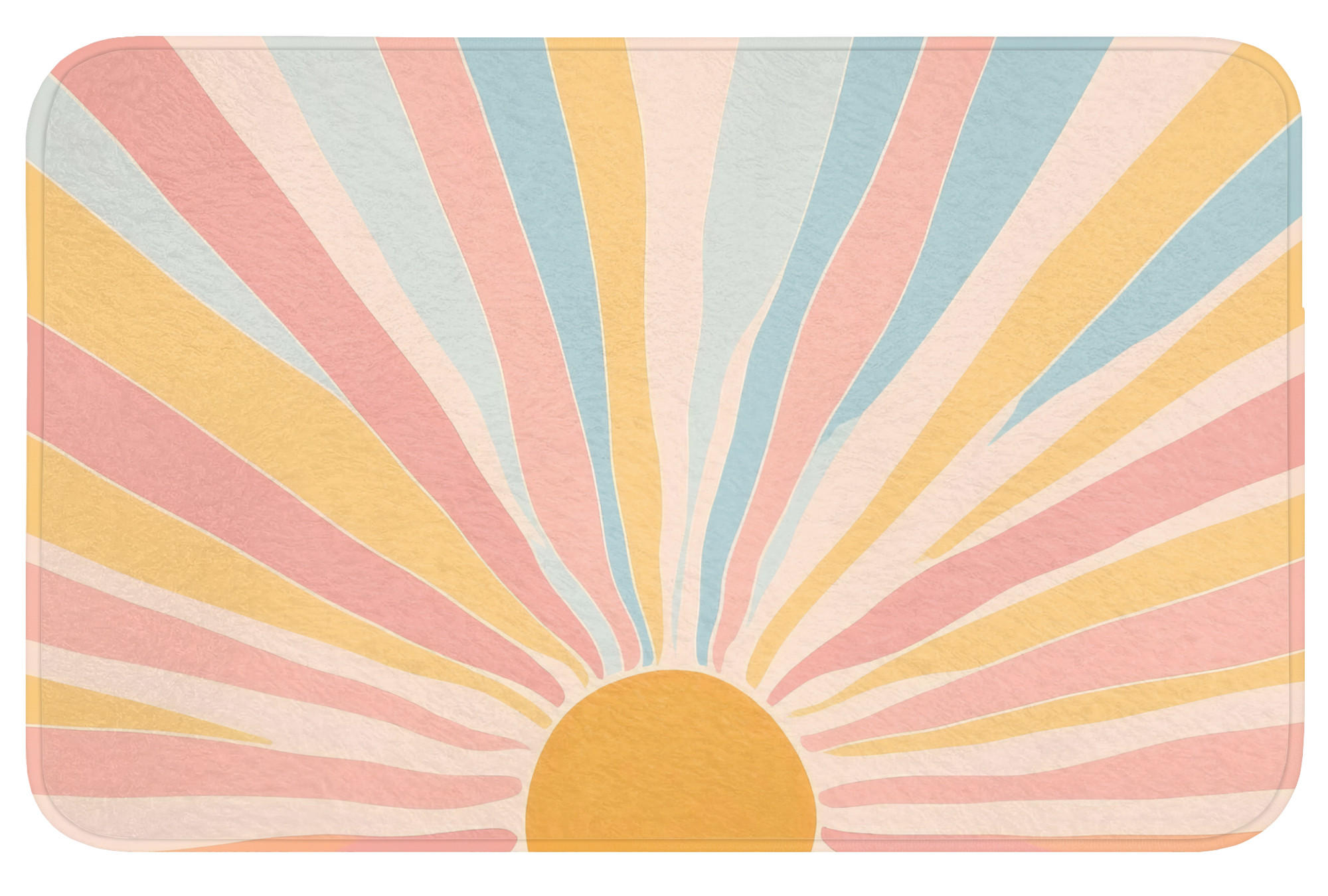 BADEMATTE Illustration - Sonne - Pastellfarben 80x50 cm - Pastellblau, Kunststoff/Textil (80/50cm)