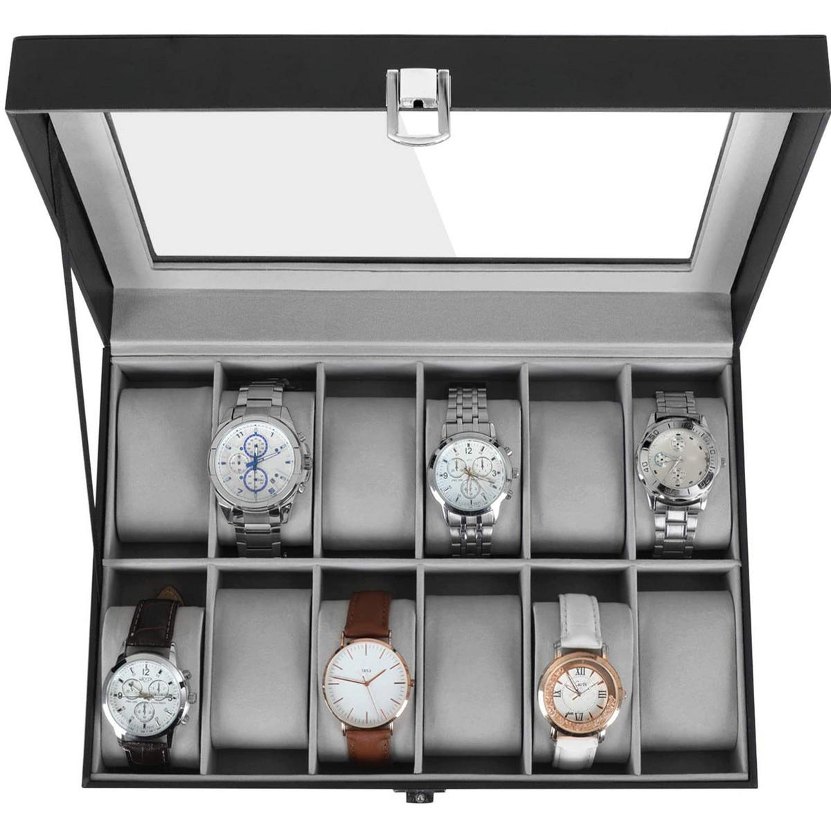 UHRENBOX Port Louis - Schwarz, Glas (18.6/8.5/32cm) - Hansiro
