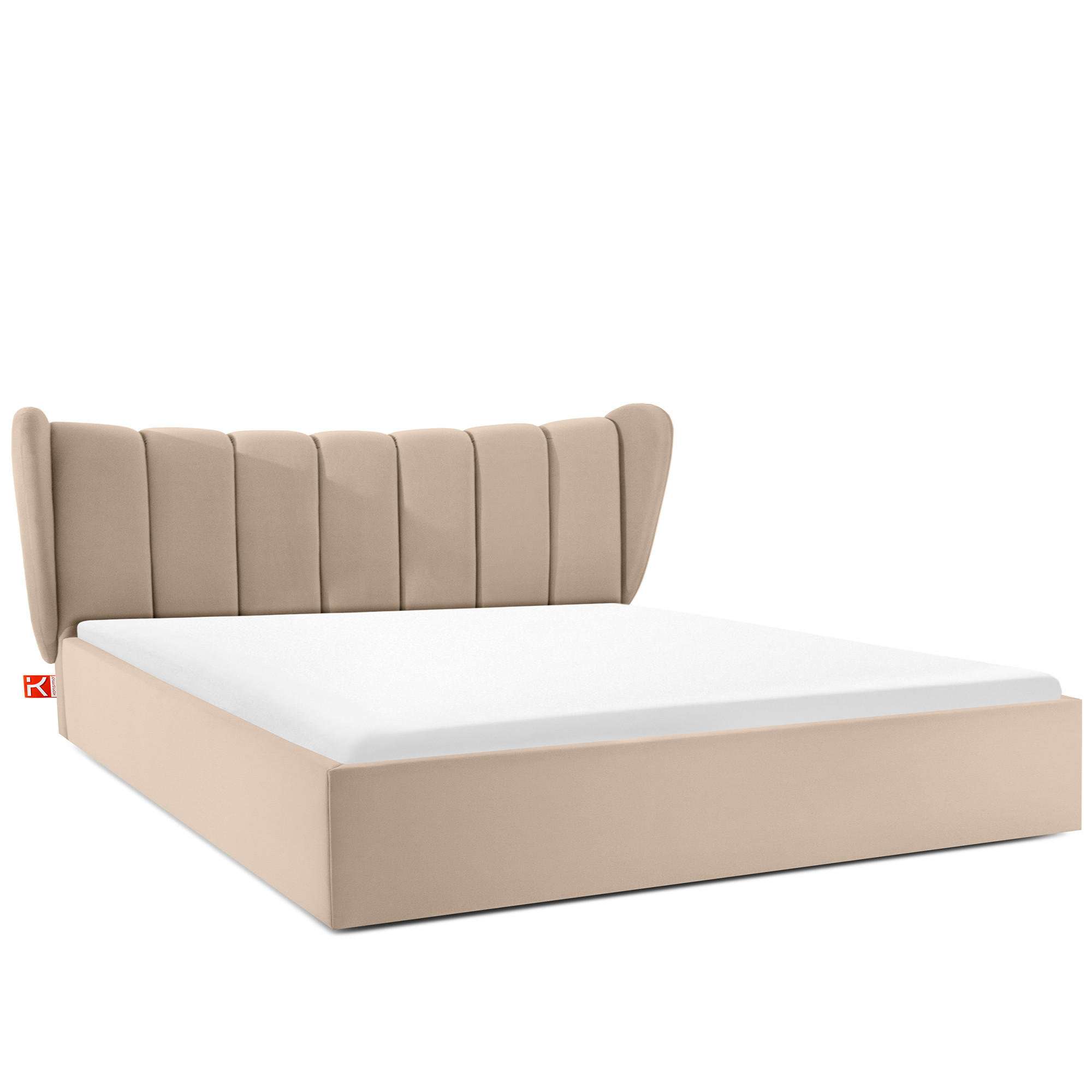 POLSTERBETT GIZO, Muschel-Design - Beige/Schwarz, Holz/Holzwerkstoff (202/204cm) - KONSIMO®