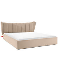 POLSTERBETT GIZO, Muschel-Design - Beige/Schwarz, Holz/Holzwerkstoff (202/204cm) - KONSIMO®