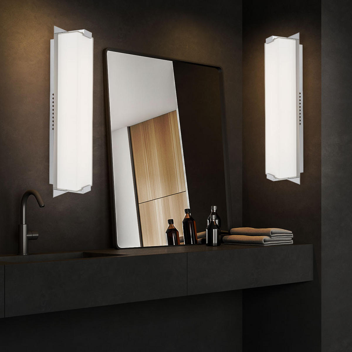 LED WANDLEUCHTE ABRUZZO Chrom Silber - Silberfarben, Glas (43/11/10cm) - Globo Lighting