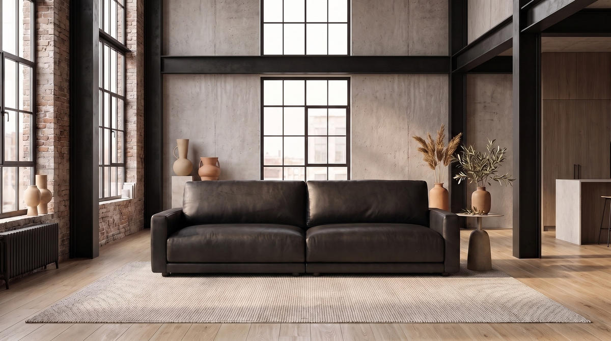 SOFA MARLIN Schwarz Lederfaserstoff - Schwarz, Leder/Kunststoff (262/80/100cm) - KAWOLA