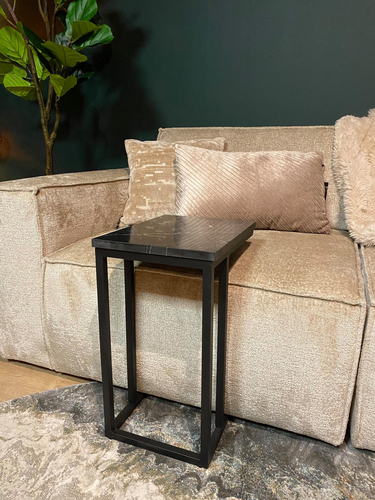 BEISTELLTISCH Astra Marmor 40 cm / 30 cm Schwarz - Schwarz, Stein (30/40/54cm) - Villa Möbel