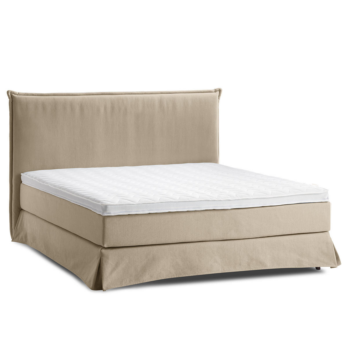 BOXSPRINGBETT mit Husse - Beige, Textil (180/200cm) - home24