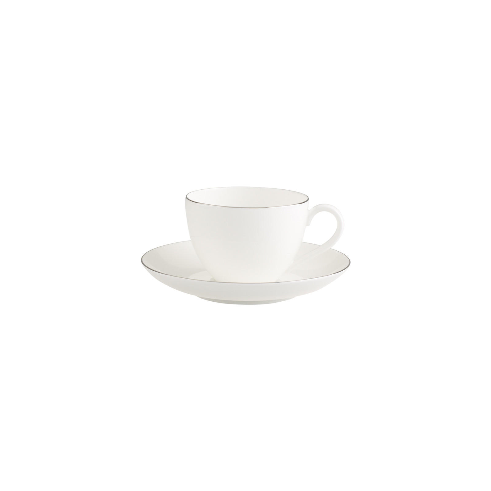 KAFFEETASSE MIT UNTERTASSE Anmut Platinum No.1 weiß 150 ml - Weiß, Keramik (15/8.9/15cm) - Villeroy & Boch