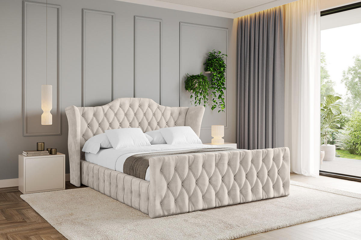 POLSTERBETT mit Bettkasten, Fußteil und Lattenrost, Boxbett ohne Matratze - MODY-Z 180x200 Beige - Beige, Holzwerkstoff/Textil (180/200cm) - ALTDECOR