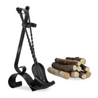 KAMINBESTECK - Schwarz, Metall (21/57/36cm) - Relaxdays