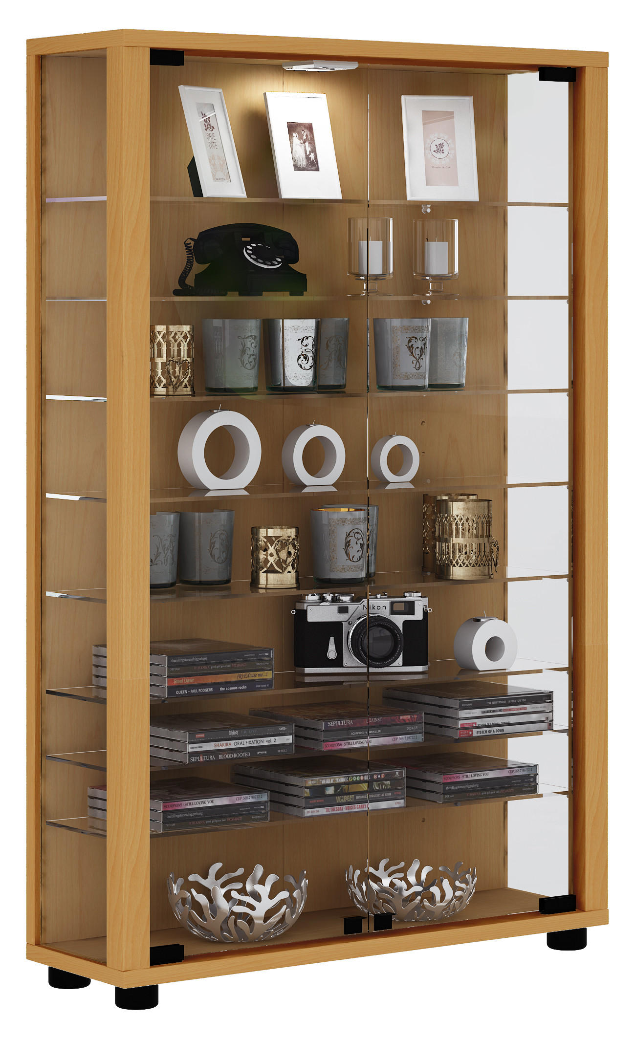 VITRINENSCHRANK Braun - Braun, Holzwerkstoff (59/90/18cm) - ebuy24
