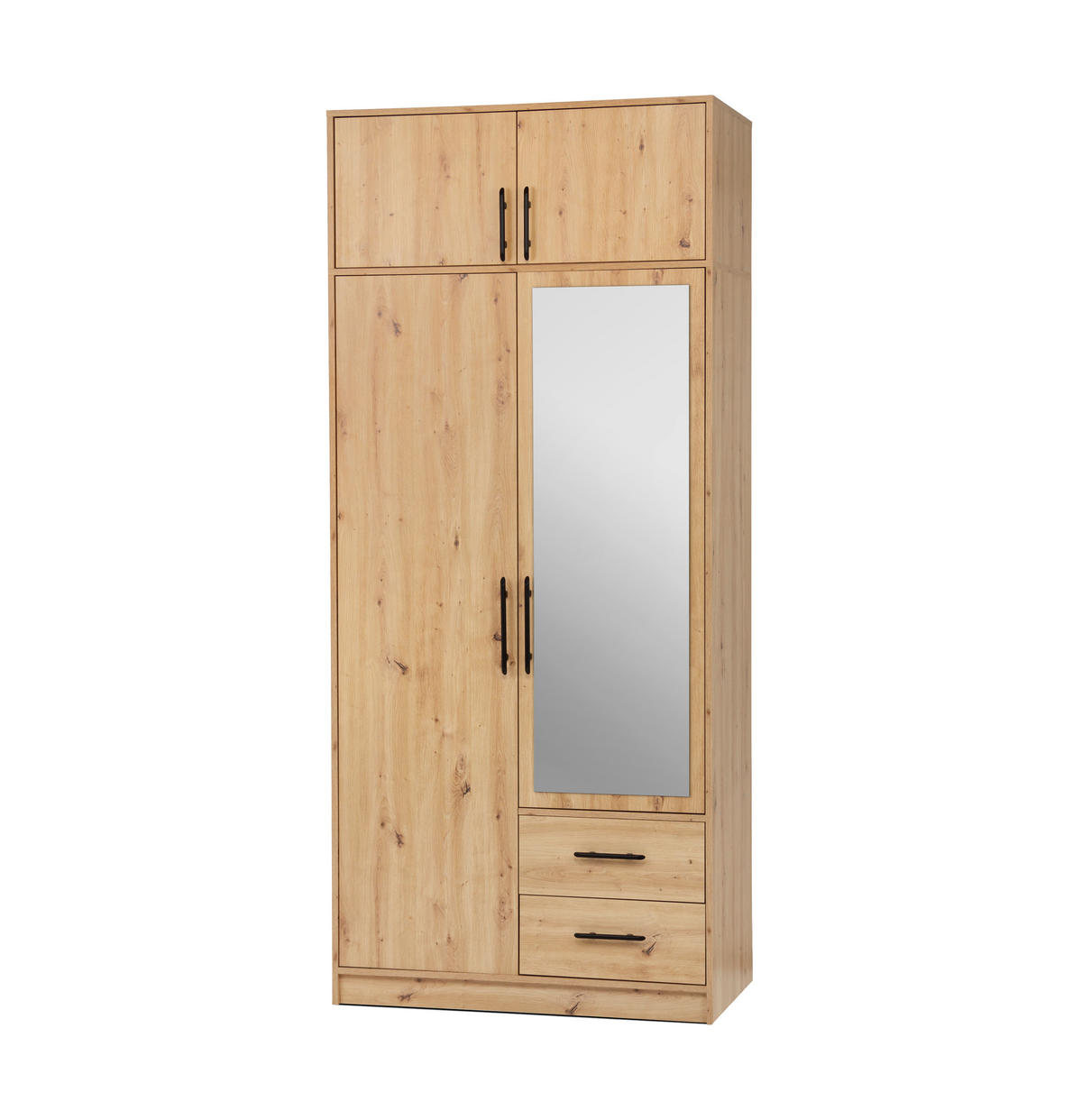 DREHTÜRENSCHRANK VANO 100/190/56cm 2-türig mit Spiegel Eiche Artisan - Eiche Artisan, Holzwerkstoff (100/190/56cm) - MASSENO