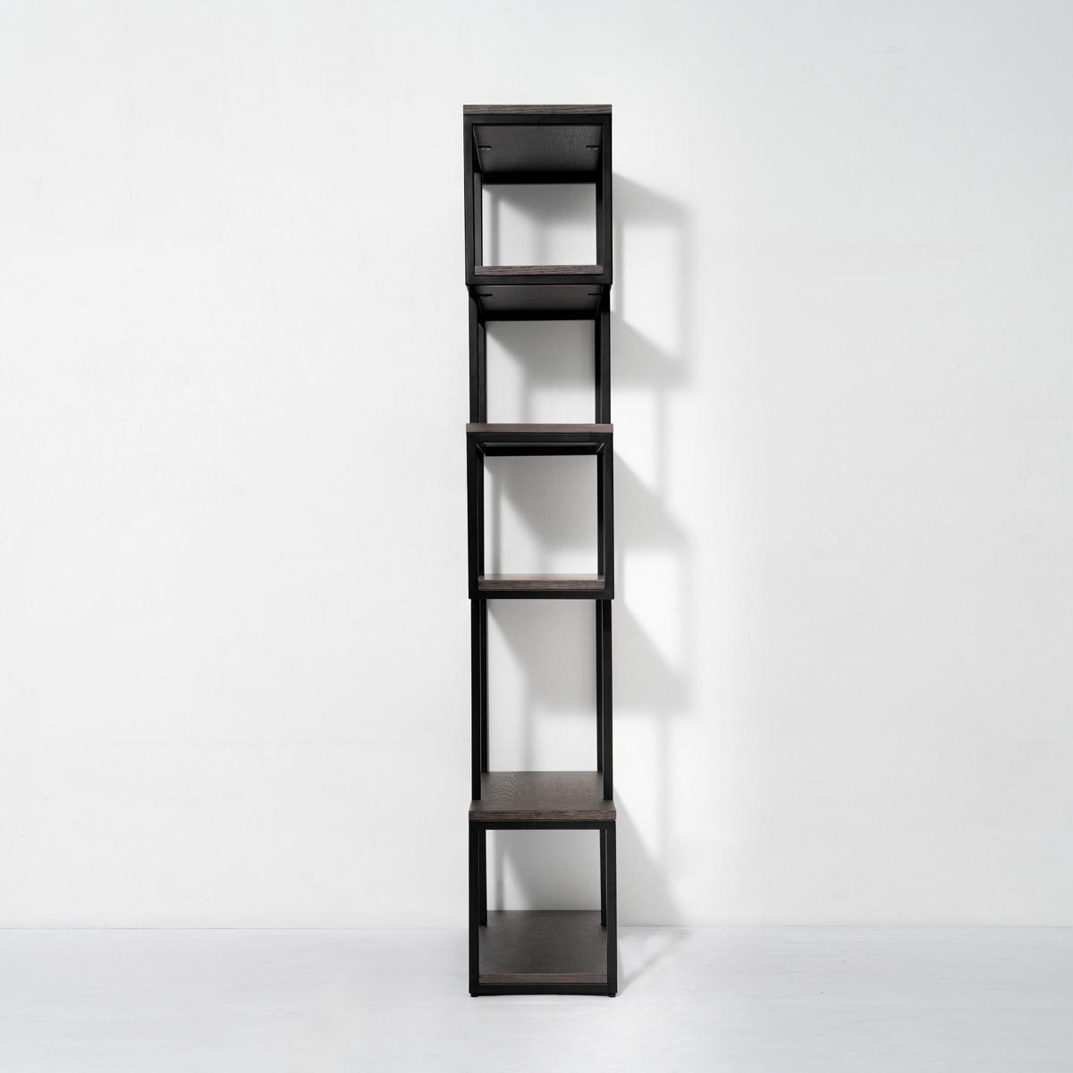 BÜCHERREGAL Wooden, Eiche Espresso, Metall Schwarz - Braun, Holz (70/179/30cm) - WOODEK