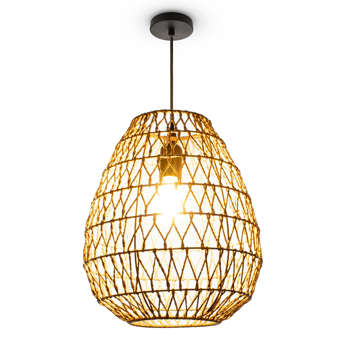 PENDELLEUCHTE Kageeg - Beige/Schwarz, Metall (30/30/33cm) - Paco Home