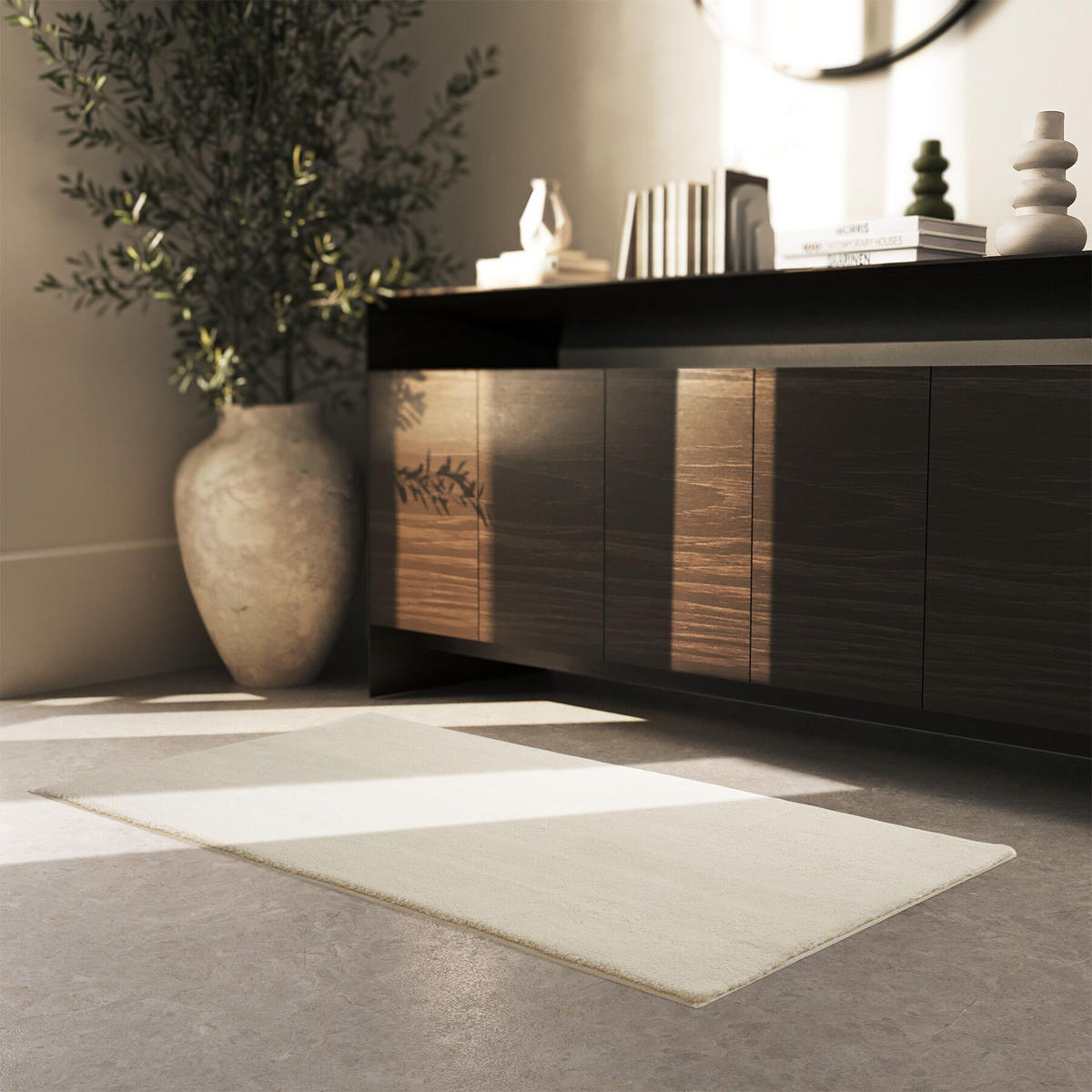 KURZFLORTEPPICH Soft Zone, rutschfeste Unterseite, beige - Beige, Textil (150/80cm) - tectake