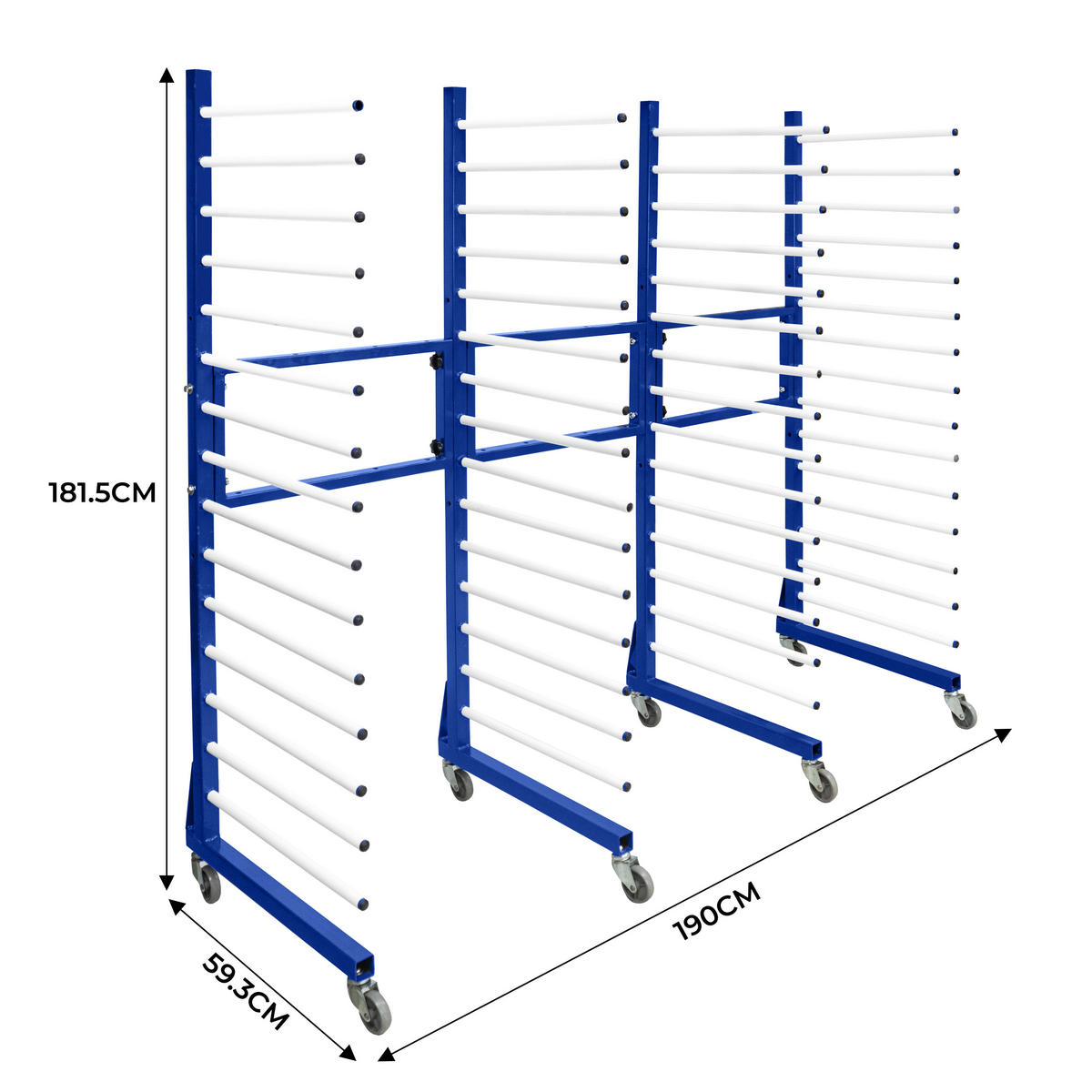 KOMBI-TROCKNUNGSWAGEN x 2 & Anschlussstück - Blau, Metall (65/181.5/59cm) - Monster Racking